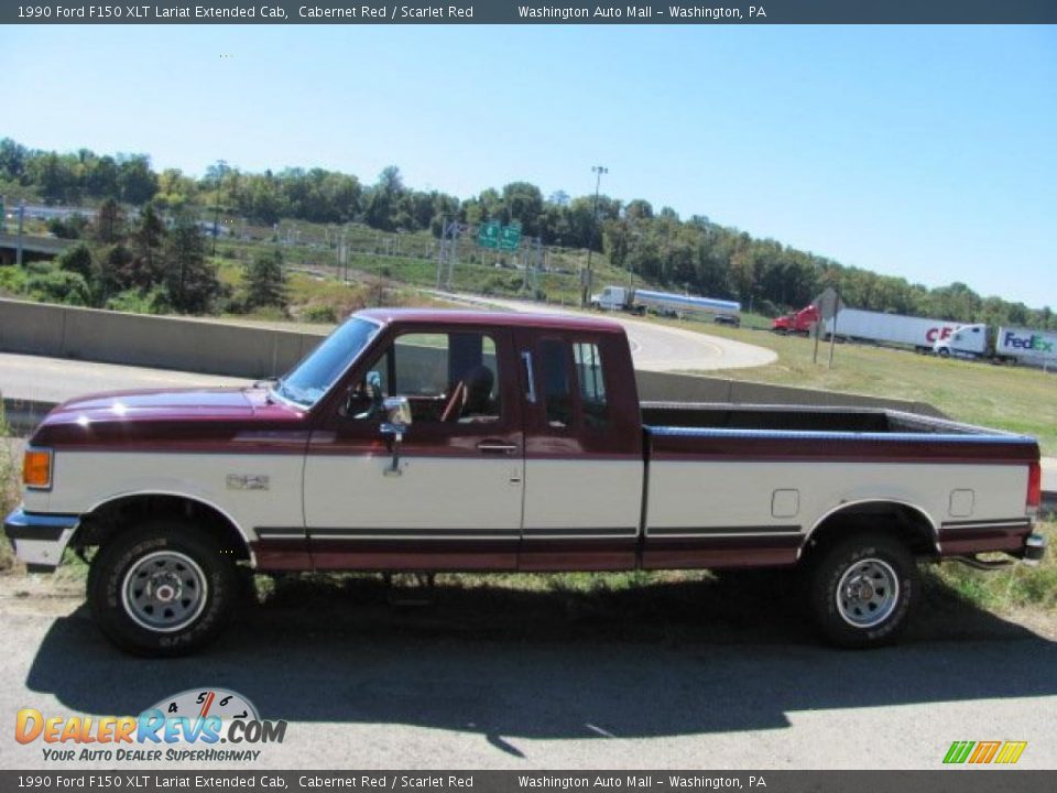 Cabernet Red 1990 Ford F150 XLT Lariat Extended Cab Photo #2