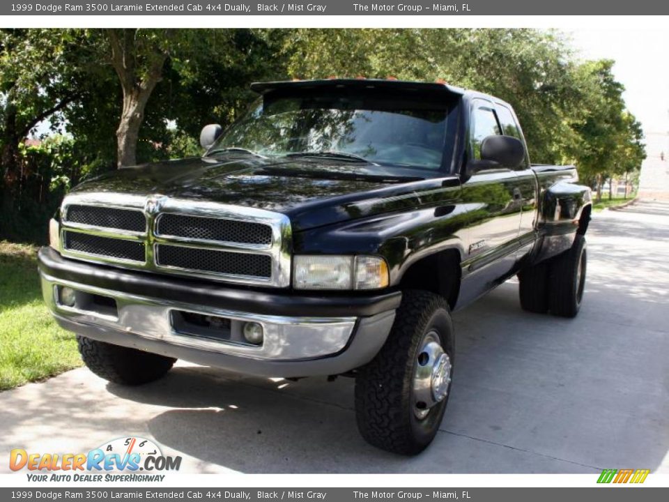 1999 Dodge Ram 3500 Laramie Extended Cab 4x4 Dually Black / Mist Gray Photo #1