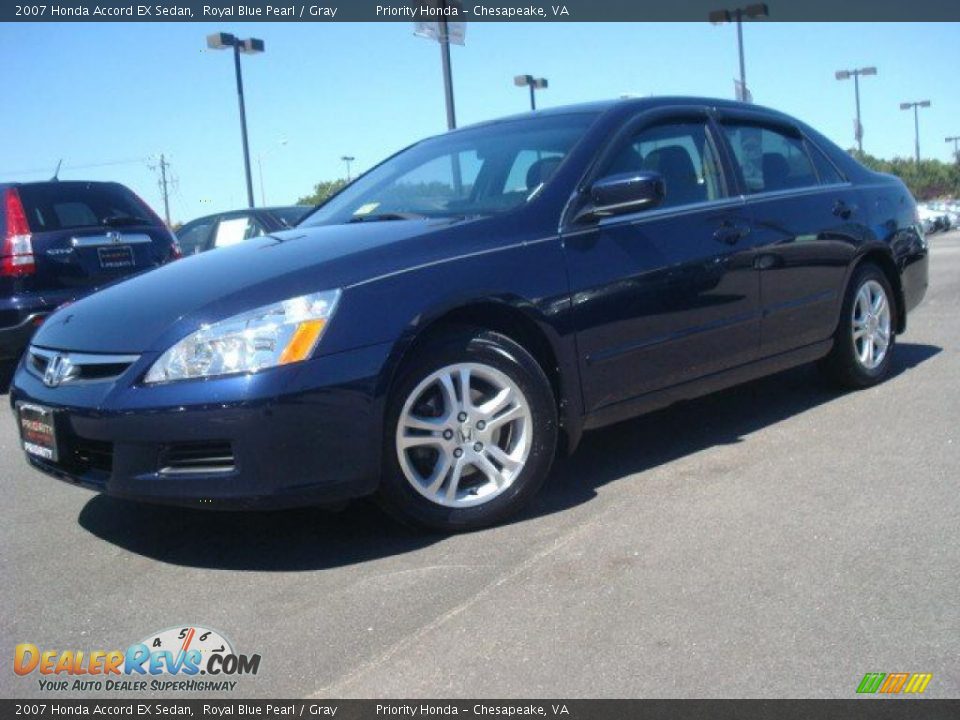 2007 Honda Accord EX Sedan Royal Blue Pearl / Gray Photo #2