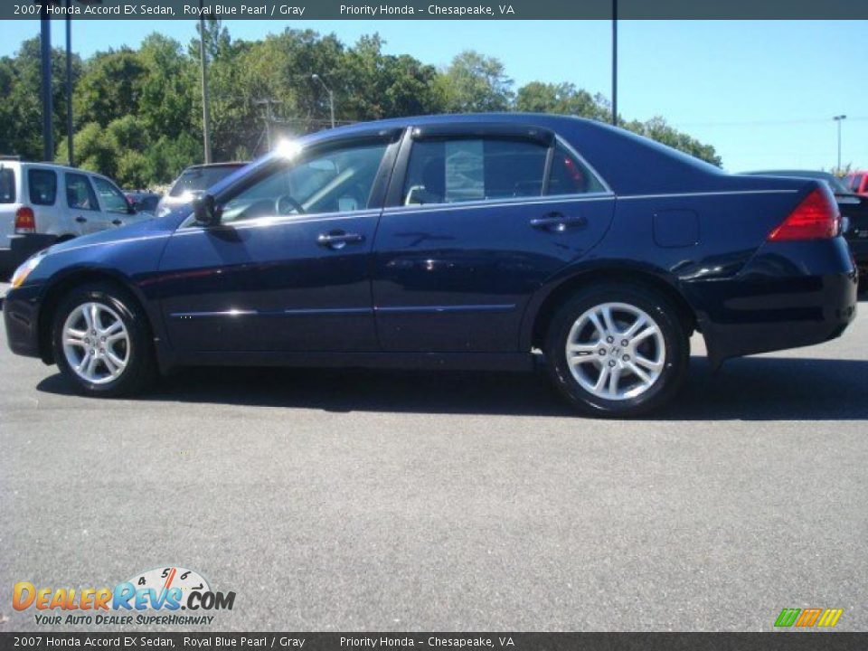 2007 Honda Accord EX Sedan Royal Blue Pearl / Gray Photo #3