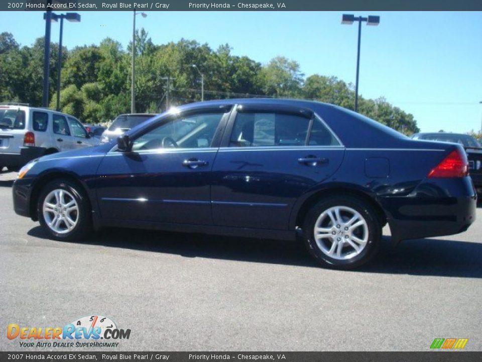 2007 Honda Accord EX Sedan Royal Blue Pearl / Gray Photo #4