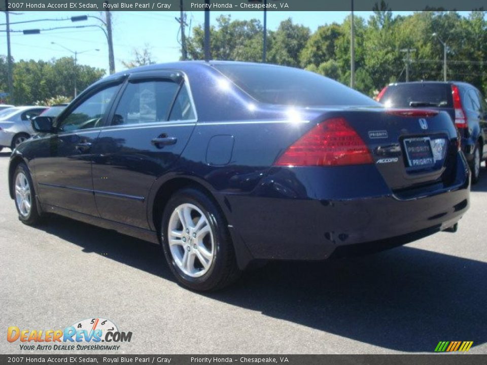 2007 Honda Accord EX Sedan Royal Blue Pearl / Gray Photo #5
