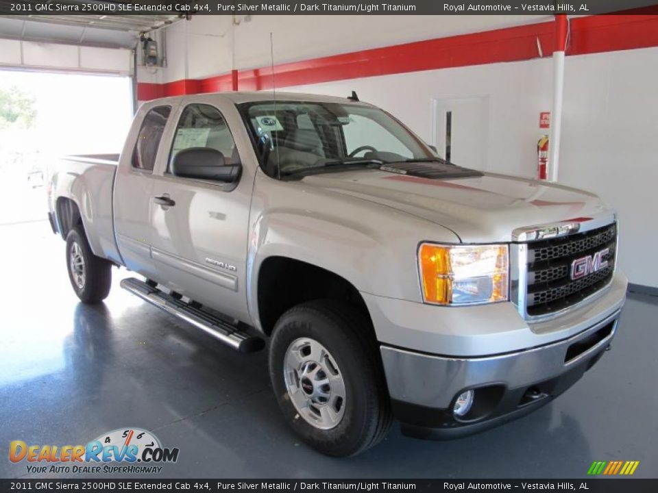 2011 GMC Sierra 2500HD SLE Extended Cab 4x4 Pure Silver Metallic / Dark Titanium/Light Titanium Photo #6