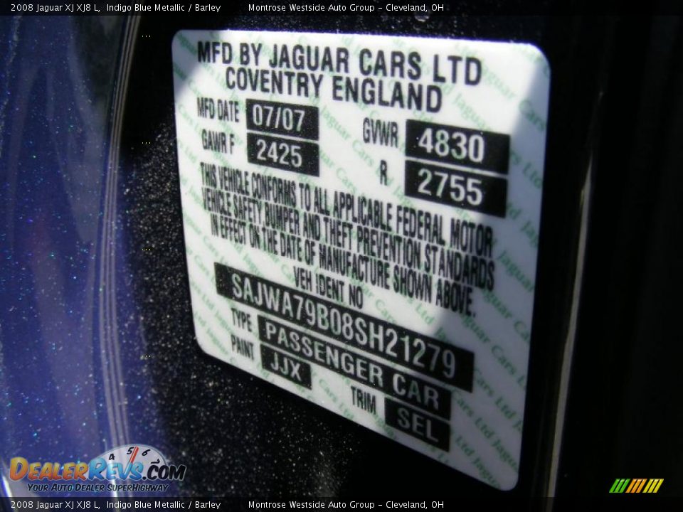 2008 Jaguar XJ XJ8 L Indigo Blue Metallic / Barley Photo #33