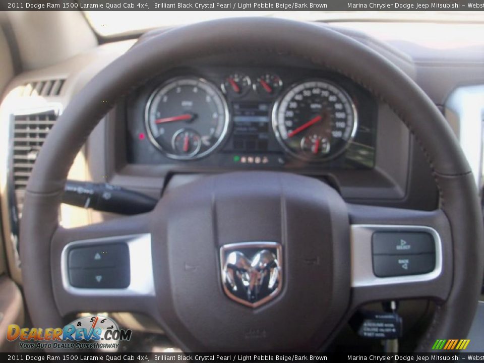 2011 Dodge Ram 1500 Laramie Quad Cab 4x4 Brilliant Black Crystal Pearl / Light Pebble Beige/Bark Brown Photo #8