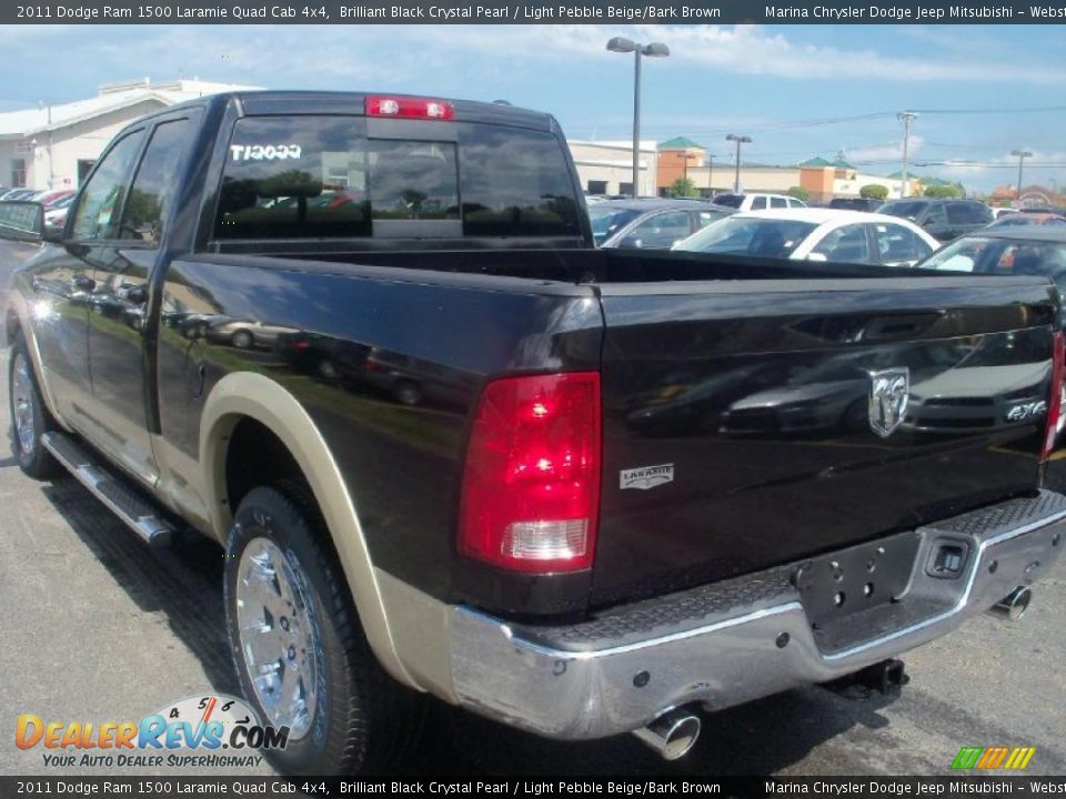 2011 Dodge Ram 1500 Laramie Quad Cab 4x4 Brilliant Black Crystal Pearl / Light Pebble Beige/Bark Brown Photo #9