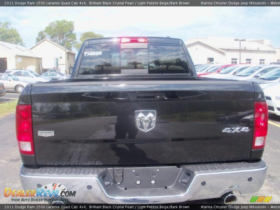 2011 Dodge Ram 1500 Laramie Quad Cab 4x4 Brilliant Black Crystal Pearl / Light Pebble Beige/Bark Brown Photo #10