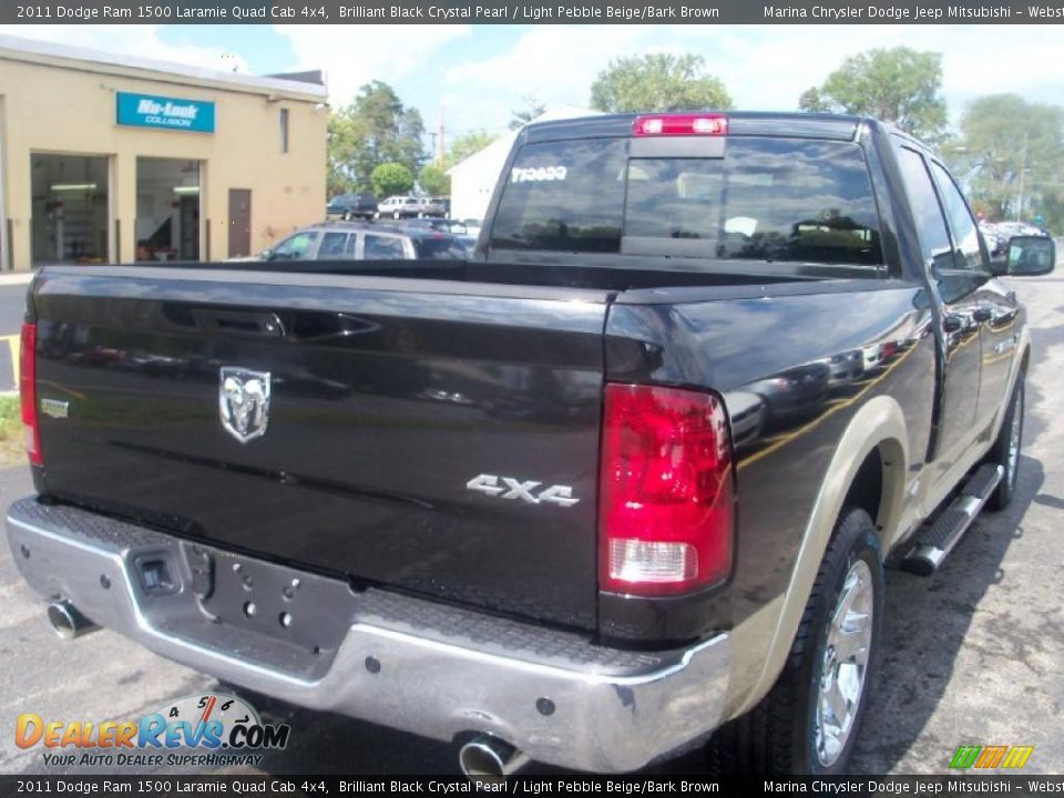 2011 Dodge Ram 1500 Laramie Quad Cab 4x4 Brilliant Black Crystal Pearl / Light Pebble Beige/Bark Brown Photo #11