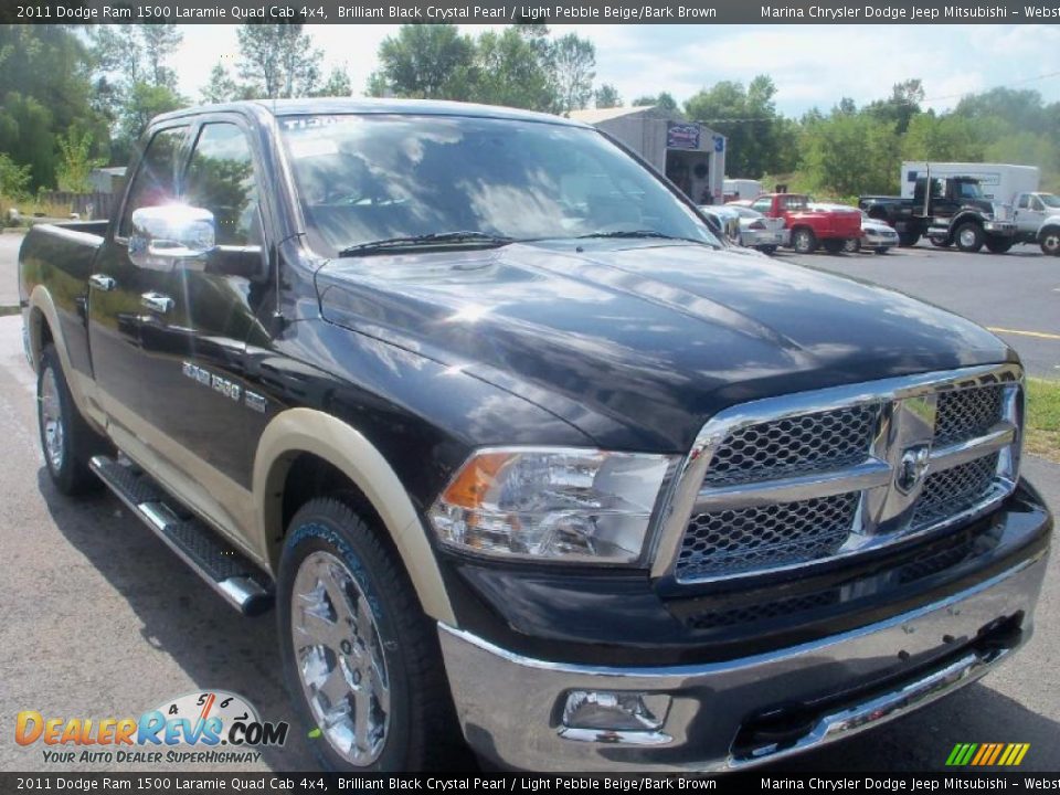 2011 Dodge Ram 1500 Laramie Quad Cab 4x4 Brilliant Black Crystal Pearl / Light Pebble Beige/Bark Brown Photo #12