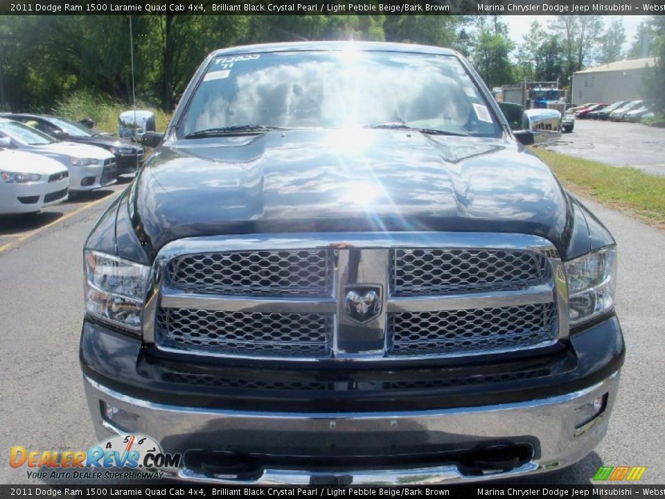 2011 Dodge Ram 1500 Laramie Quad Cab 4x4 Brilliant Black Crystal Pearl / Light Pebble Beige/Bark Brown Photo #13