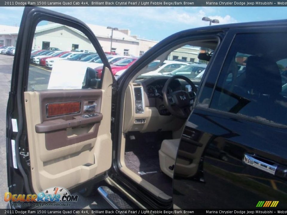 2011 Dodge Ram 1500 Laramie Quad Cab 4x4 Brilliant Black Crystal Pearl / Light Pebble Beige/Bark Brown Photo #16