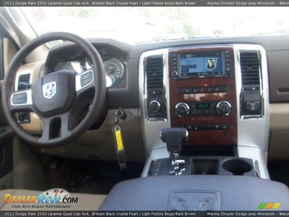 2011 Dodge Ram 1500 Laramie Quad Cab 4x4 Brilliant Black Crystal Pearl / Light Pebble Beige/Bark Brown Photo #24