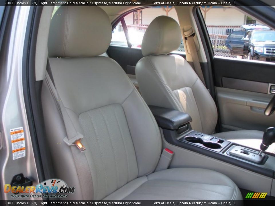2003 Lincoln LS V8 Light Parchment Gold Metallic / Espresso/Medium Light Stone Photo #16