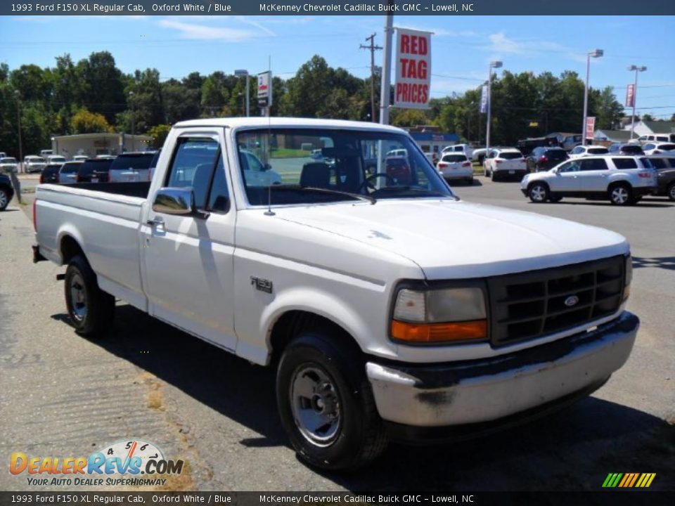 1993 Ford F150 XL Regular Cab Oxford White / Blue Photo #5