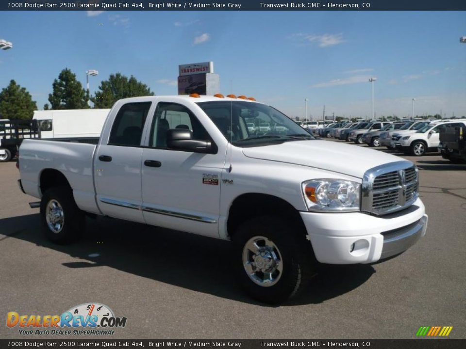 2008 Dodge Ram 2500 Laramie Quad Cab 4x4 Bright White / Medium Slate Gray Photo #1