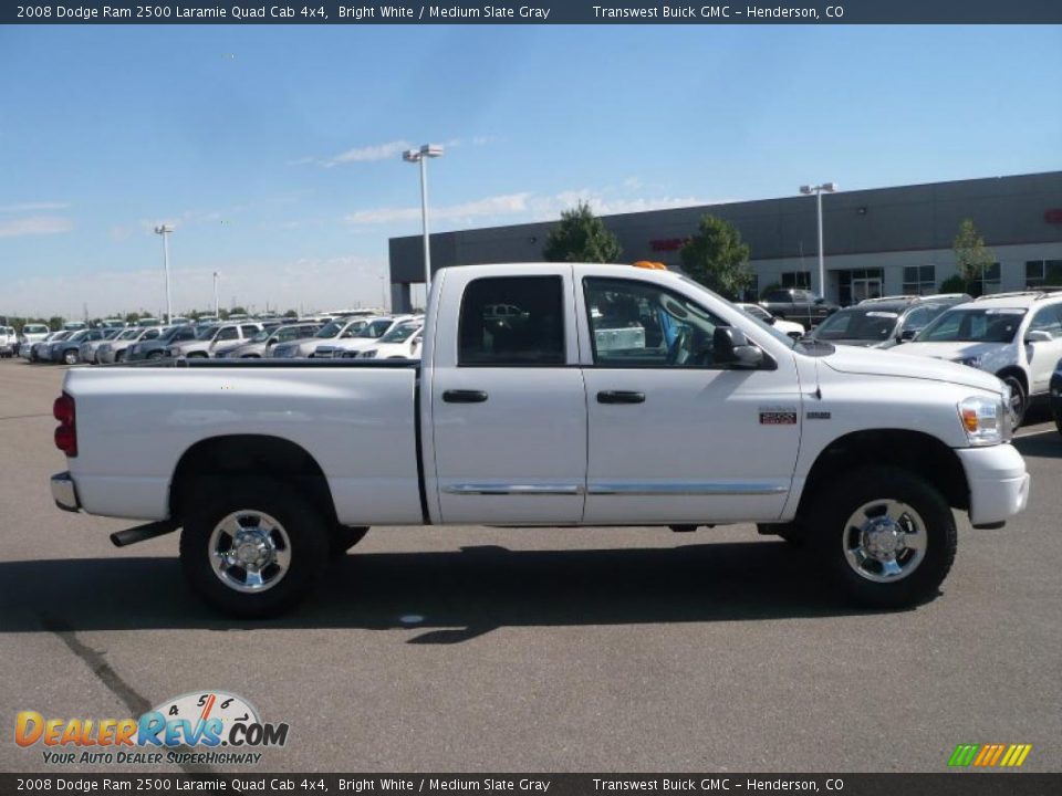 2008 Dodge Ram 2500 Laramie Quad Cab 4x4 Bright White / Medium Slate Gray Photo #3