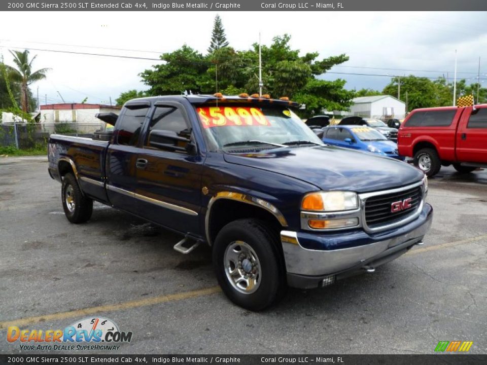 2000 GMC Sierra 2500 SLT Extended Cab 4x4 Indigo Blue Metallic / Graphite Photo #1