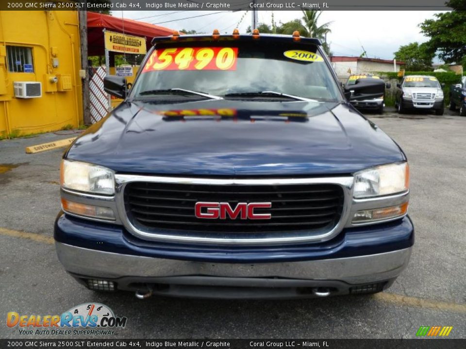 2000 GMC Sierra 2500 SLT Extended Cab 4x4 Indigo Blue Metallic / Graphite Photo #2