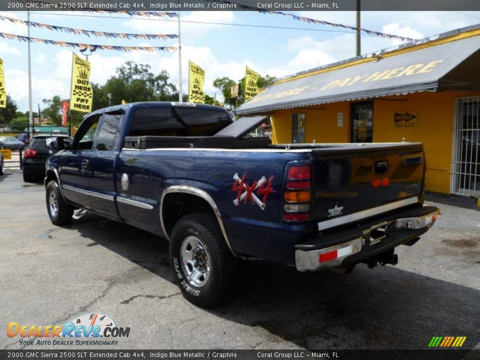 2000 GMC Sierra 2500 SLT Extended Cab 4x4 Indigo Blue Metallic / Graphite Photo #4