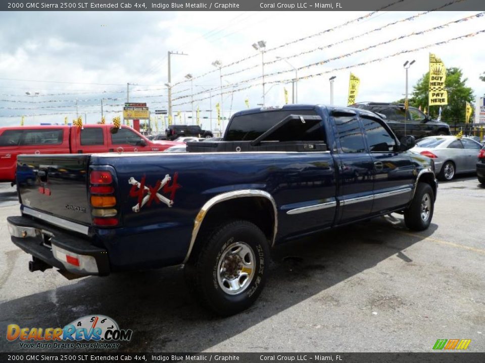 2000 GMC Sierra 2500 SLT Extended Cab 4x4 Indigo Blue Metallic / Graphite Photo #6