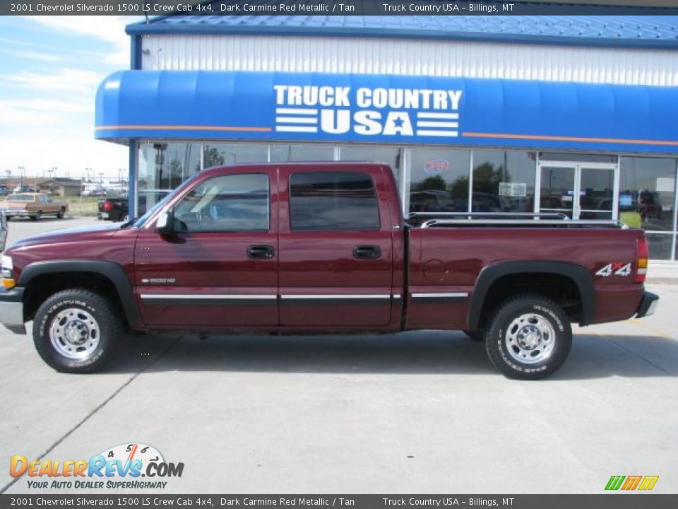 2001 Chevrolet Silverado 1500 LS Crew Cab 4x4 Dark Carmine Red Metallic / Tan Photo #1