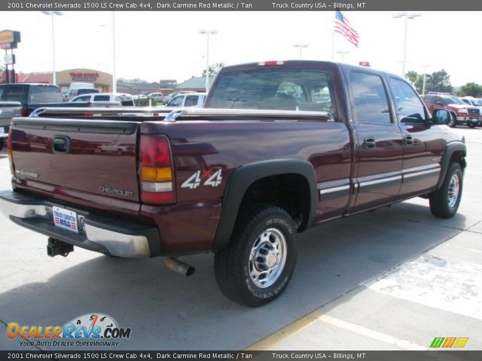 2001 Chevrolet Silverado 1500 LS Crew Cab 4x4 Dark Carmine Red Metallic / Tan Photo #3