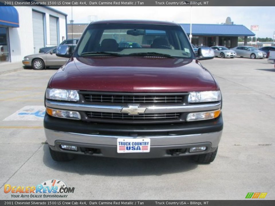 2001 Chevrolet Silverado 1500 LS Crew Cab 4x4 Dark Carmine Red Metallic / Tan Photo #11