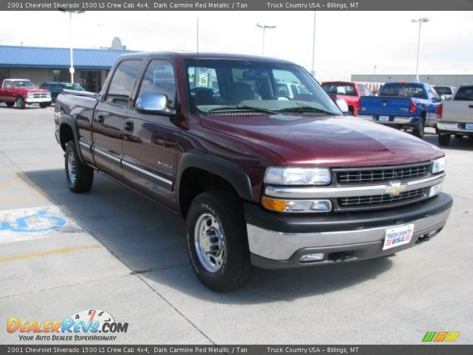 2001 Chevrolet Silverado 1500 LS Crew Cab 4x4 Dark Carmine Red Metallic / Tan Photo #12