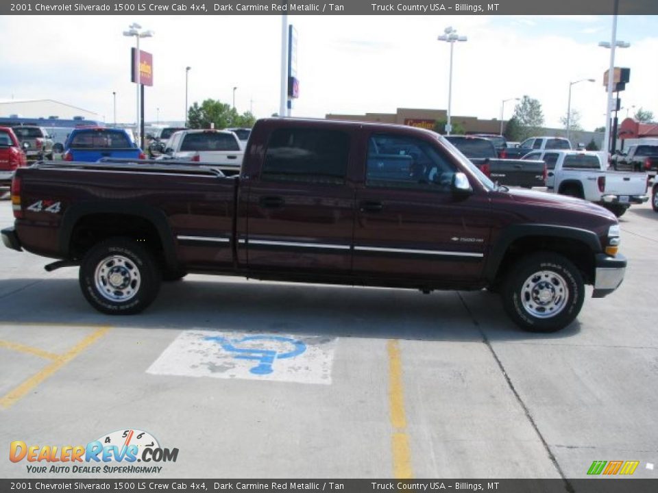 2001 Chevrolet Silverado 1500 LS Crew Cab 4x4 Dark Carmine Red Metallic / Tan Photo #13