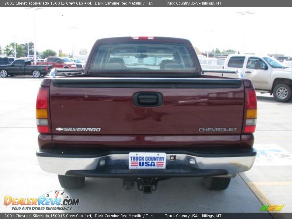 2001 Chevrolet Silverado 1500 LS Crew Cab 4x4 Dark Carmine Red Metallic / Tan Photo #14