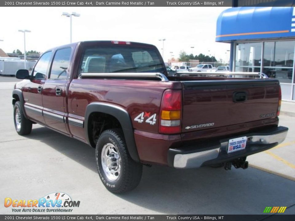 2001 Chevrolet Silverado 1500 LS Crew Cab 4x4 Dark Carmine Red Metallic / Tan Photo #15