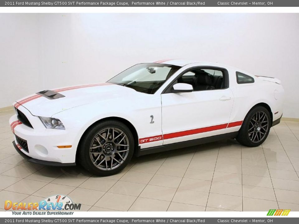 2011 Ford Mustang Shelby GT500 SVT Performance Package Coupe Performance White / Charcoal Black/Red Photo #3