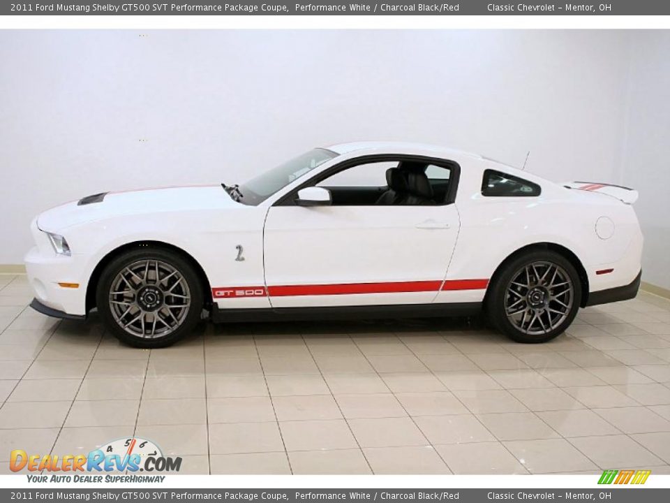 2011 Ford Mustang Shelby GT500 SVT Performance Package Coupe Performance White / Charcoal Black/Red Photo #4