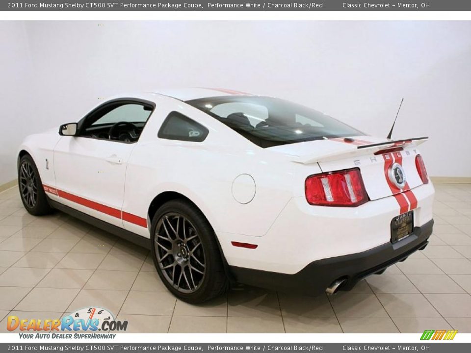 2011 Ford Mustang Shelby GT500 SVT Performance Package Coupe Performance White / Charcoal Black/Red Photo #5