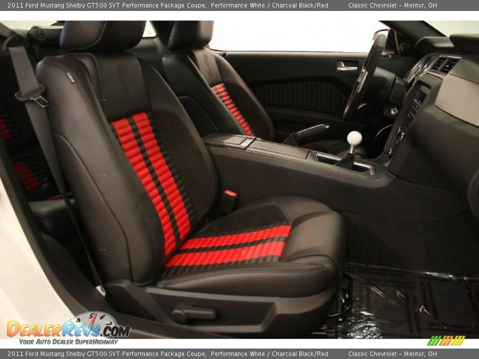 2011 Ford Mustang Shelby GT500 SVT Performance Package Coupe Performance White / Charcoal Black/Red Photo #22