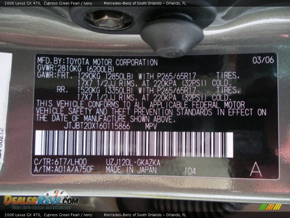 2006 Lexus GX 470 Cypress Green Pearl / Ivory Photo #27