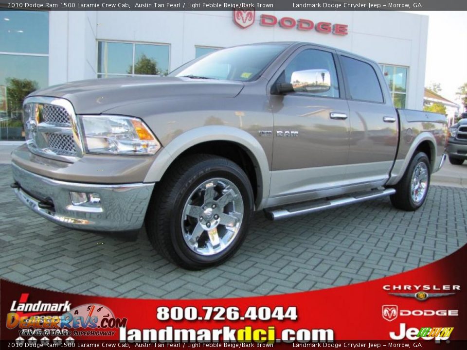 2010 Dodge Ram 1500 Laramie Crew Cab Austin Tan Pearl / Light Pebble Beige/Bark Brown Photo #1