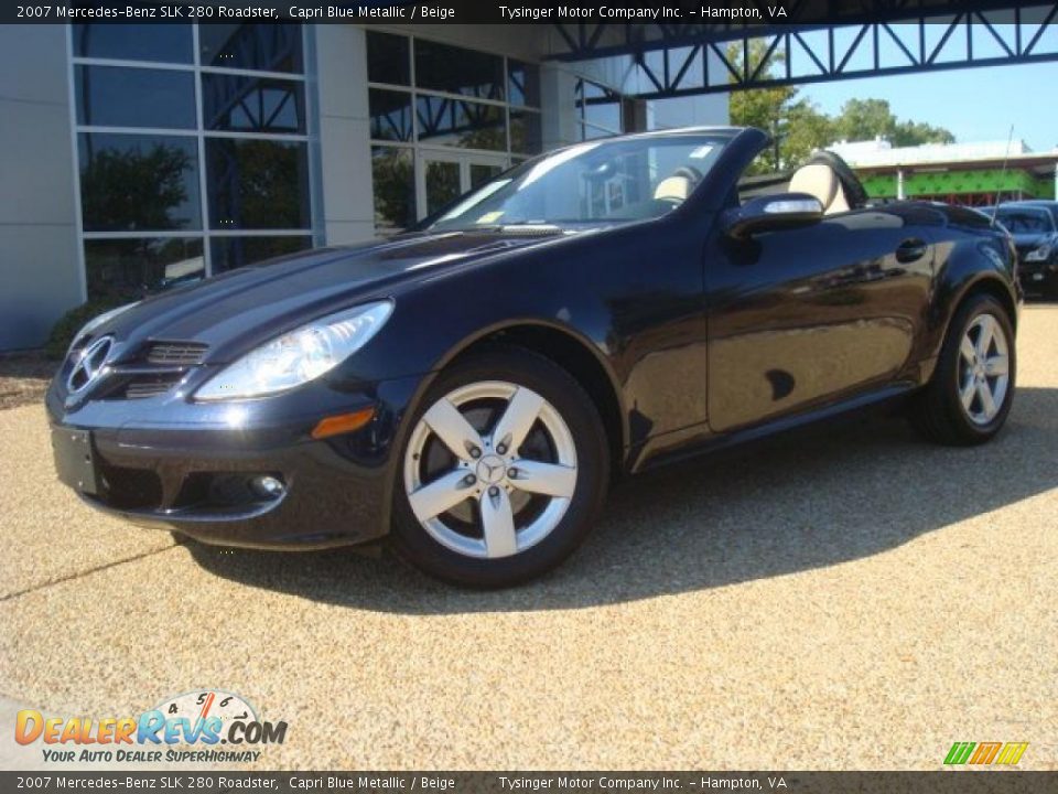 2007 Mercedes-Benz SLK 280 Roadster Capri Blue Metallic / Beige Photo #2