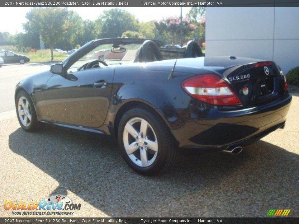 2007 Mercedes-Benz SLK 280 Roadster Capri Blue Metallic / Beige Photo #4