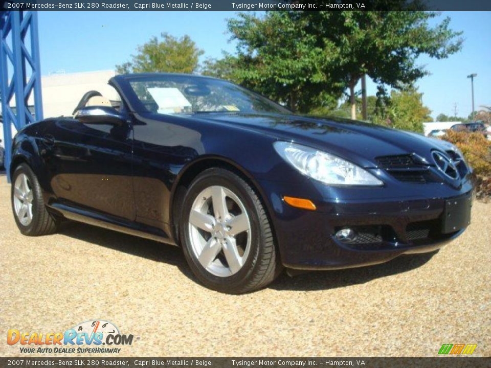 2007 Mercedes-Benz SLK 280 Roadster Capri Blue Metallic / Beige Photo #7