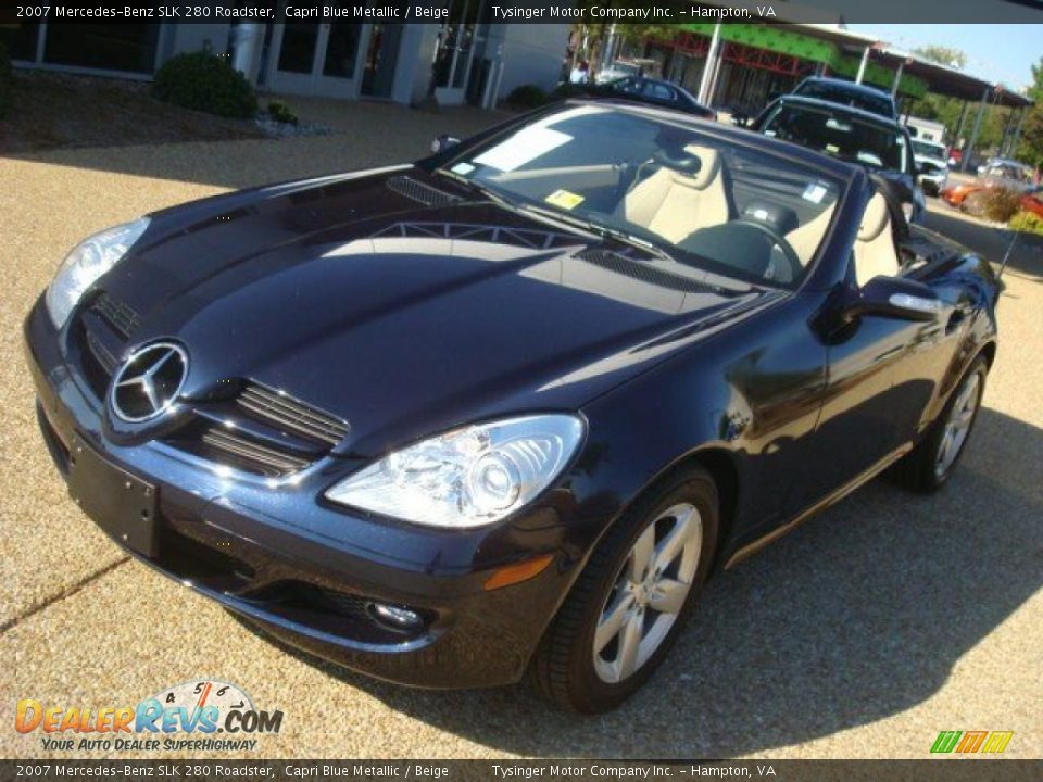 2007 Mercedes-Benz SLK 280 Roadster Capri Blue Metallic / Beige Photo #9