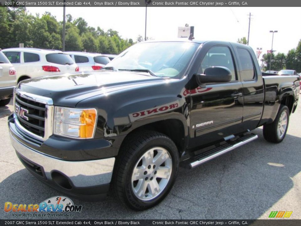 2007 GMC Sierra 1500 SLT Extended Cab 4x4 Onyx Black / Ebony Black Photo #3