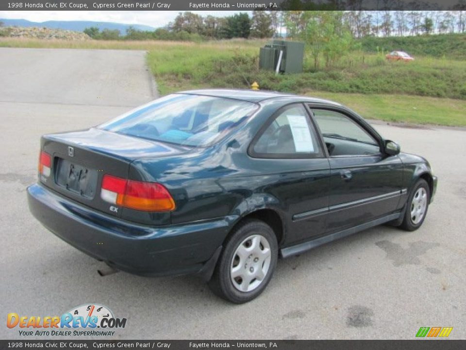 1998 Honda Civic EX Coupe Cypress Green Pearl / Gray Photo #11