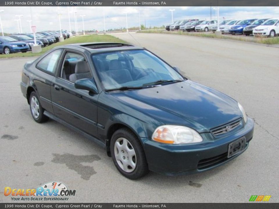 1998 Honda Civic EX Coupe Cypress Green Pearl / Gray Photo #13