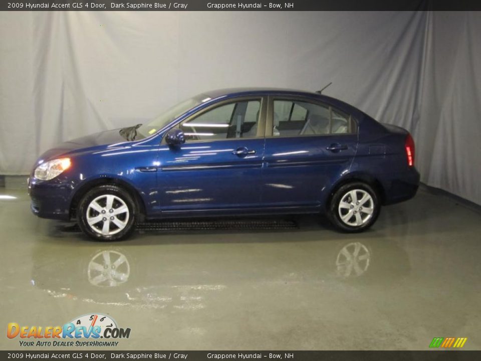 2009 Hyundai Accent GLS 4 Door Dark Sapphire Blue / Gray Photo #2