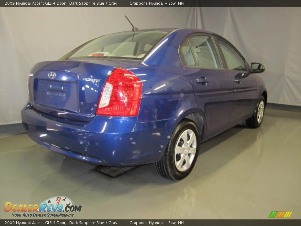 2009 Hyundai Accent GLS 4 Door Dark Sapphire Blue / Gray Photo #3