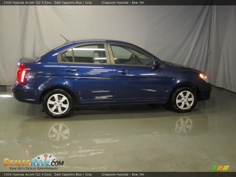 2009 Hyundai Accent GLS 4 Door Dark Sapphire Blue / Gray Photo #4