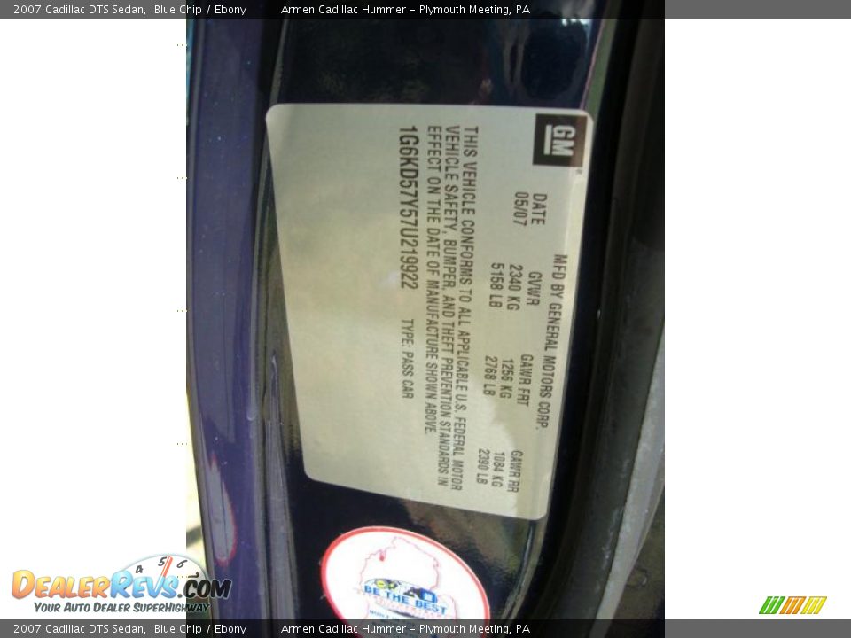 2007 Cadillac DTS Sedan Blue Chip / Ebony Photo #34