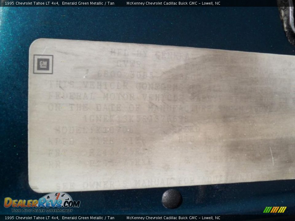 1995 Chevrolet Tahoe LT 4x4 Emerald Green Metallic / Tan Photo #6