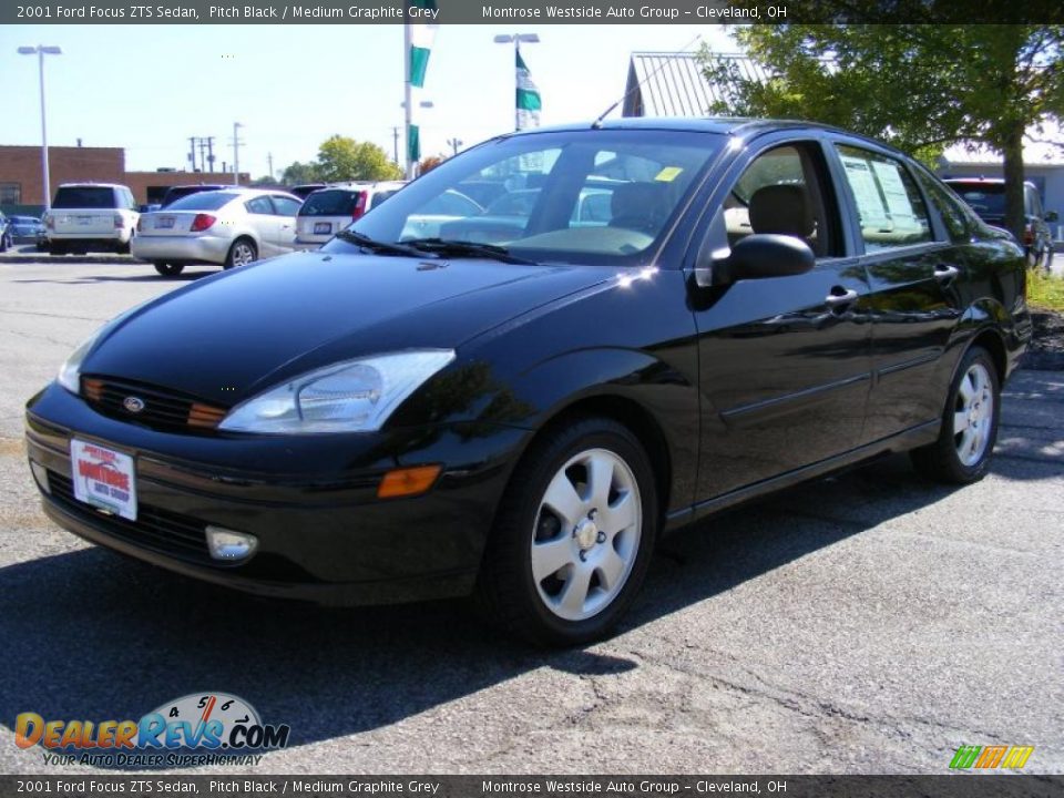 2001 Ford Focus ZTS Sedan Pitch Black / Medium Graphite Grey Photo #1